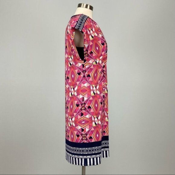 Laundry Shelli Segal Womens Geometric Cap Sleeve Shift Dress Pink size Small - Picture 5 of 12